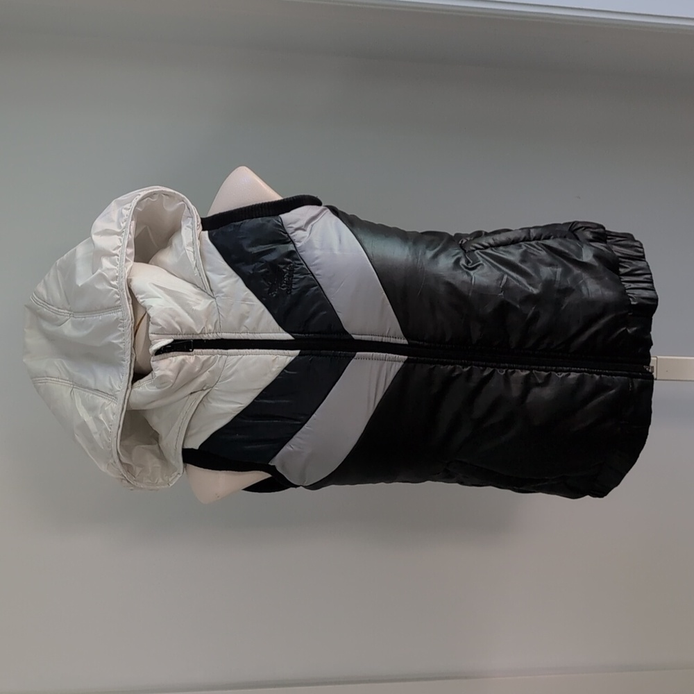 Adidas Black White Grey Puffer Vest With Hood Size Xs